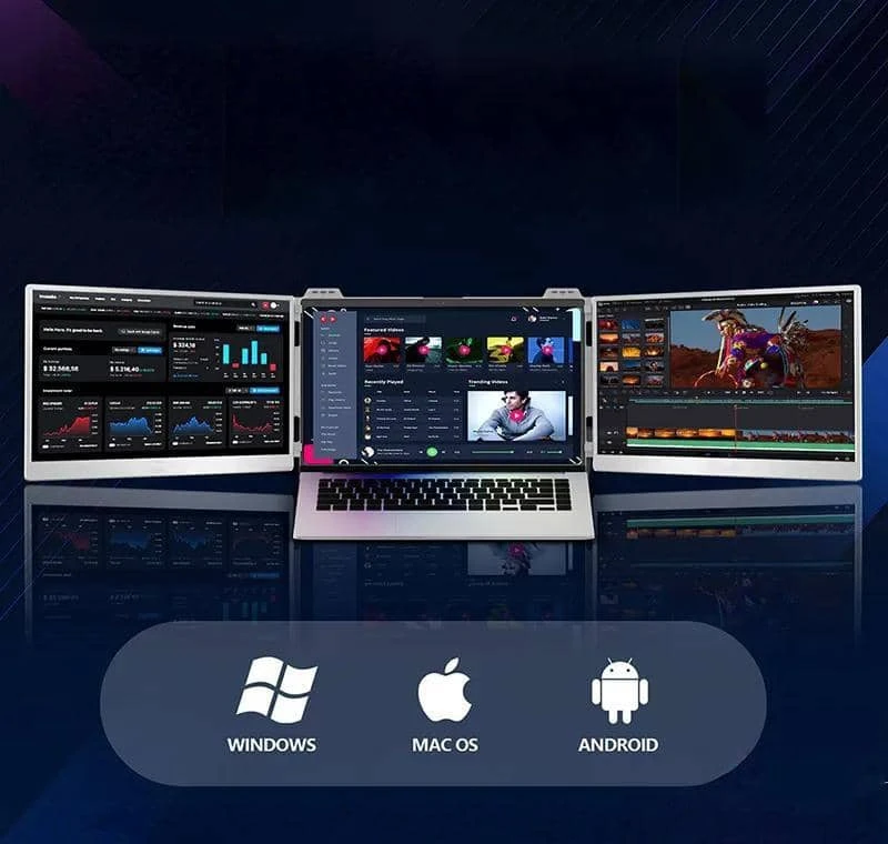 Stock trading design office display HD high color gamut portable three-screen di